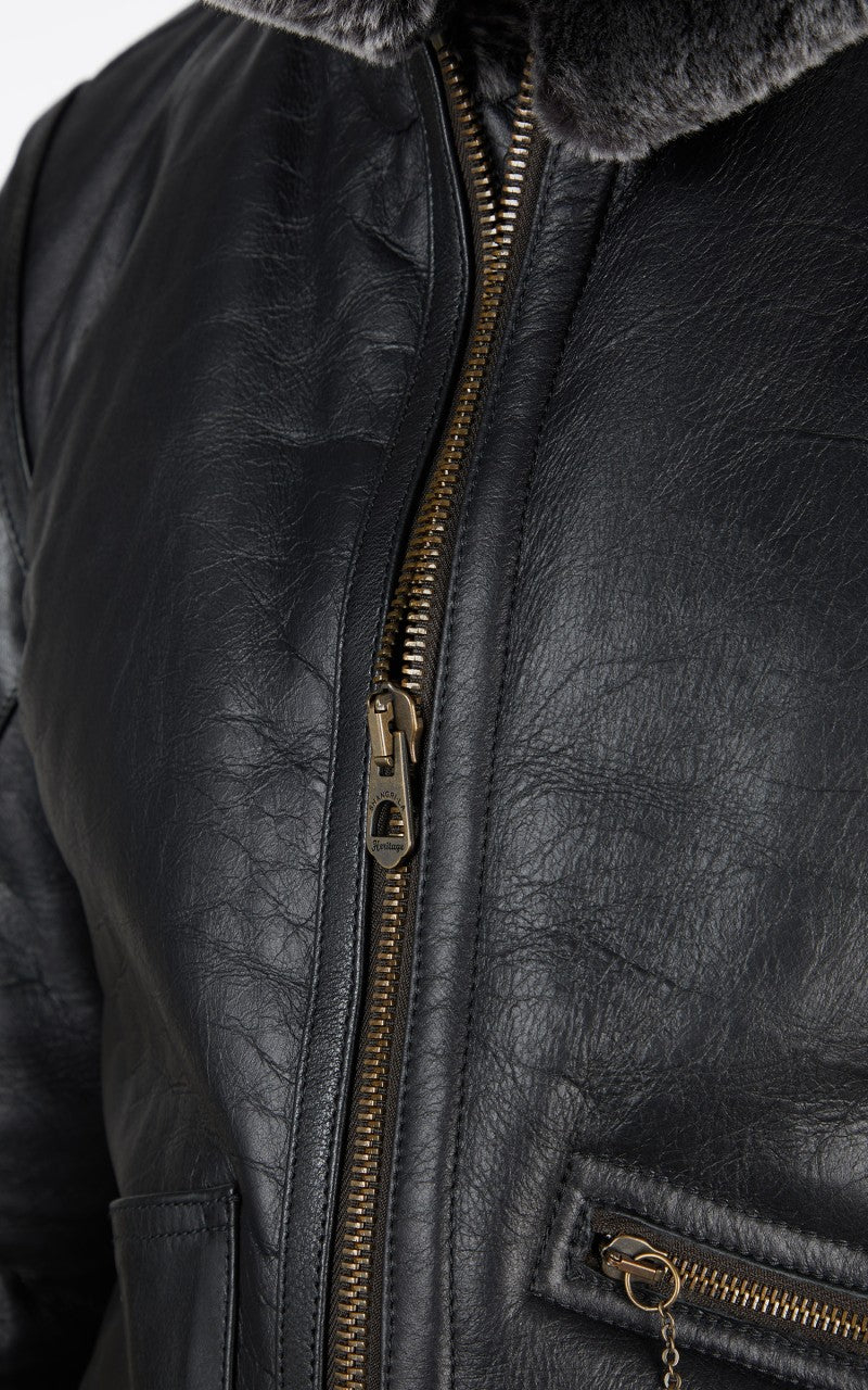 Shangri-La Heritage Aviatore B-3 Shearling Leather Jacket Black