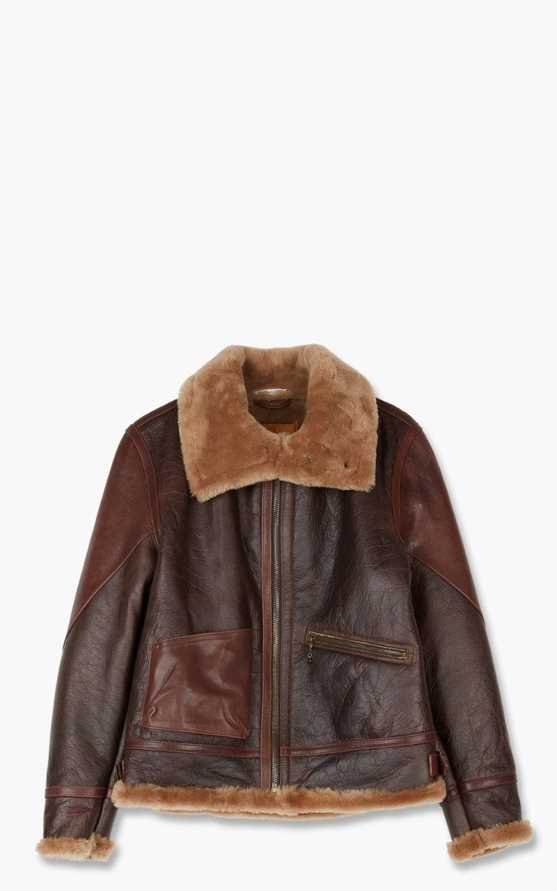 Shangri-La Heritage Aviatore B-3 Shearling Leather Jacket Seal Brown