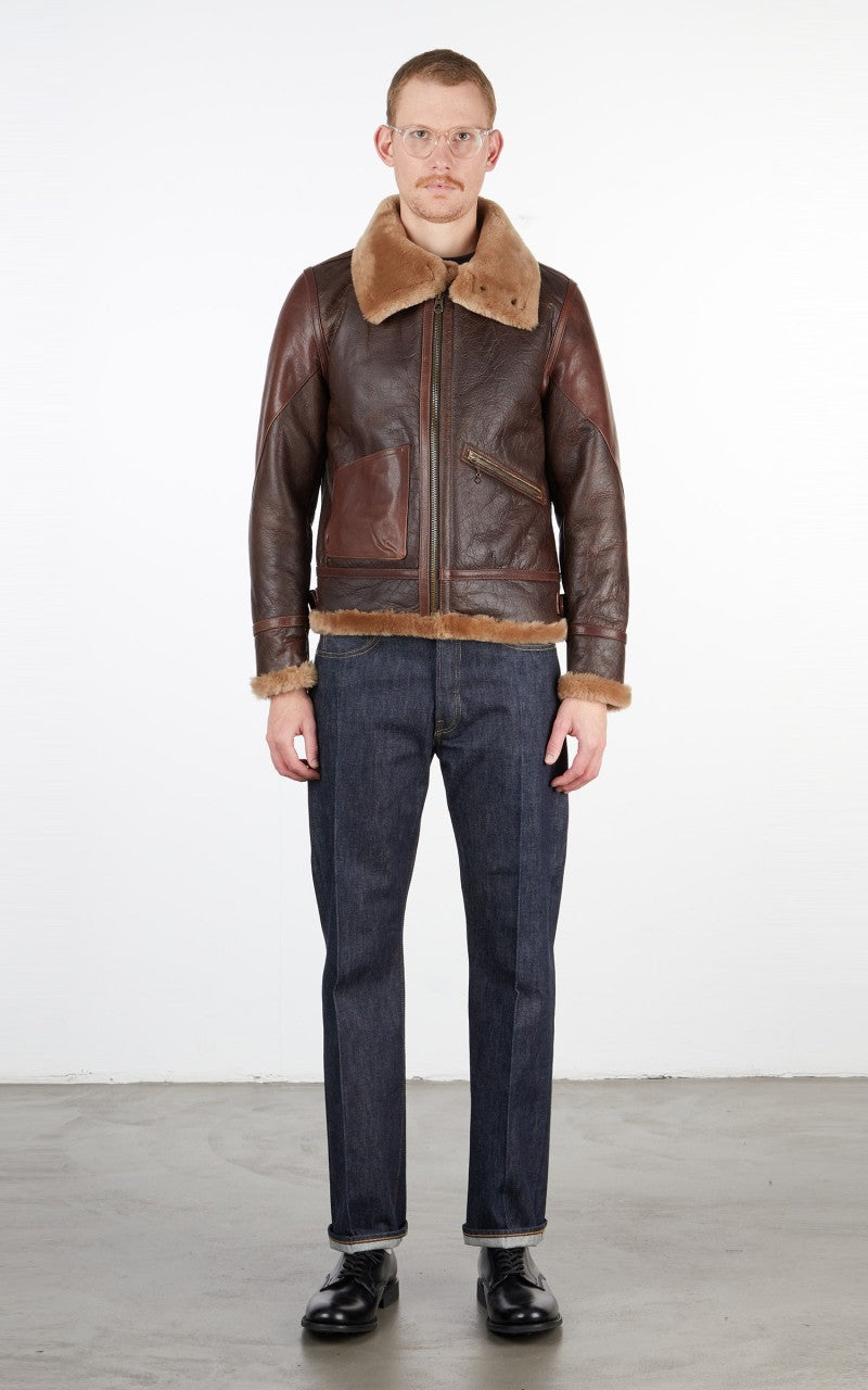Shangri-La Heritage Aviatore B-3 Shearling Leather Jacket Seal Brown