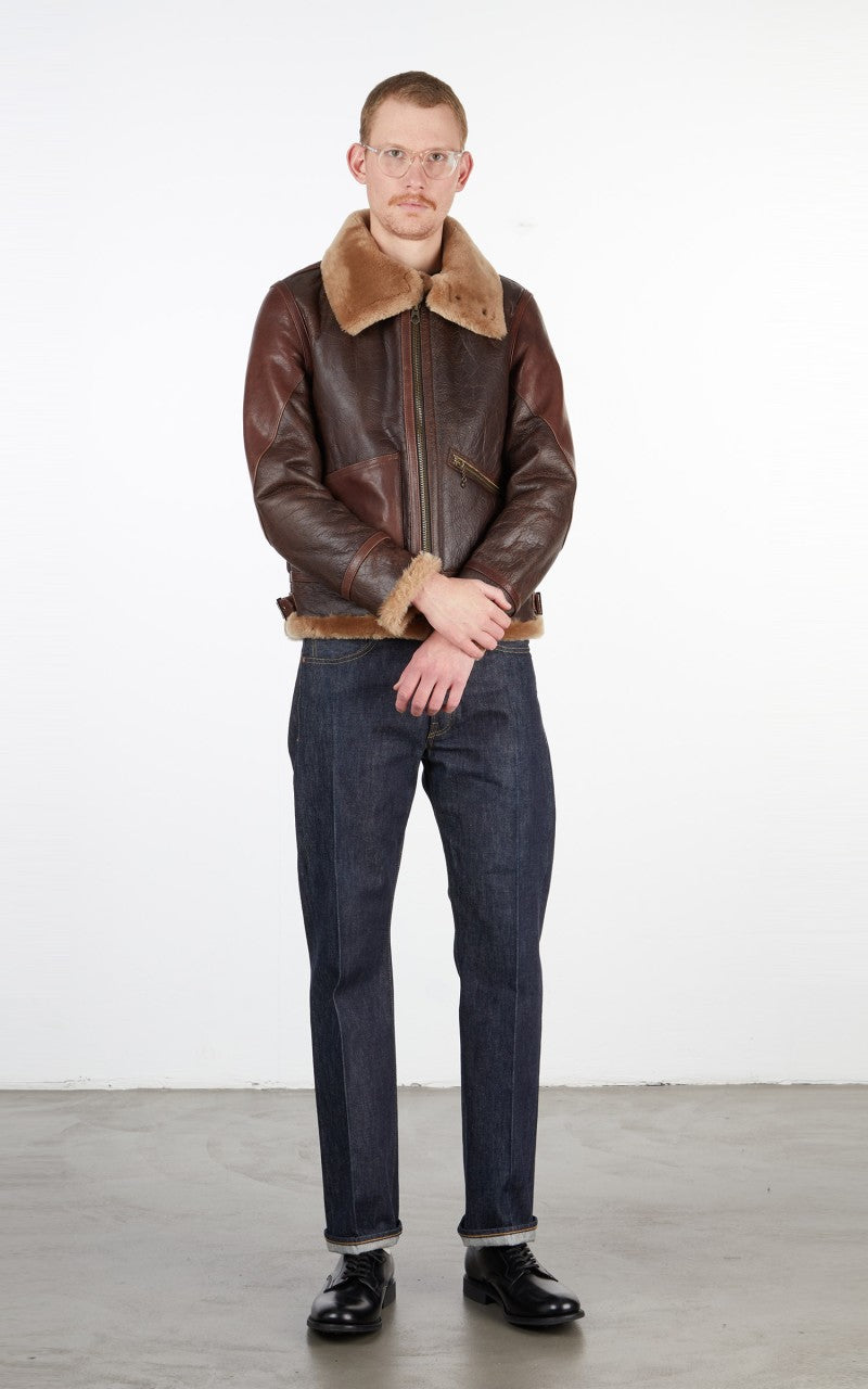 Shangri-La Heritage Aviatore B-3 Shearling Leather Jacket Seal Brown
