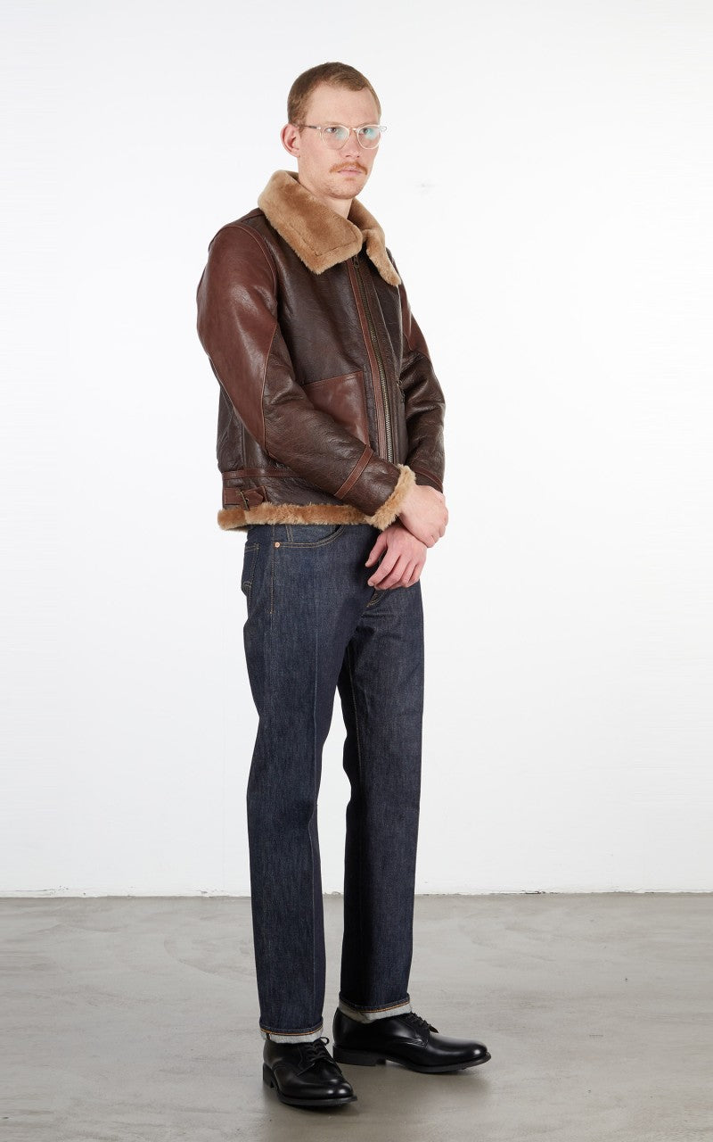 Shangri-La Heritage Aviatore B-3 Shearling Leather Jacket Seal Brown