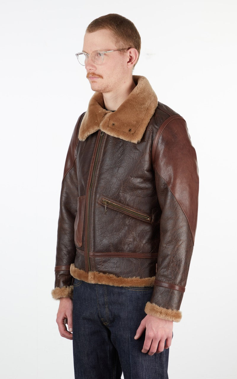 Shangri-La Heritage Aviatore B-3 Shearling Leather Jacket Seal Brown