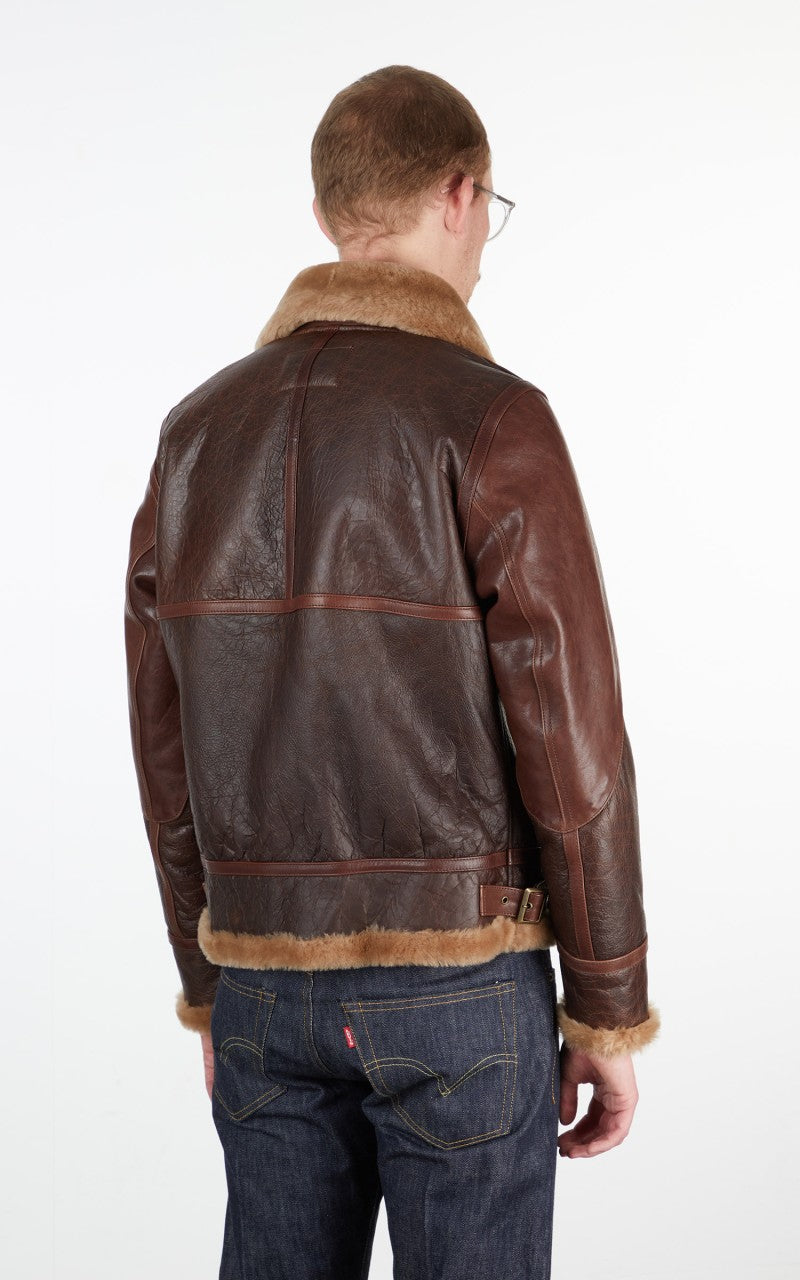 Shangri-La Heritage Aviatore B-3 Shearling Leather Jacket Seal Brown