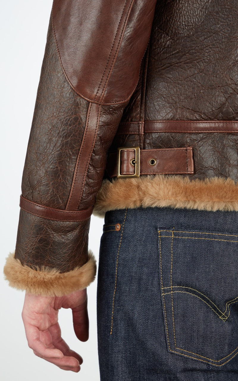 Shangri-La Heritage Aviatore B-3 Shearling Leather Jacket Seal Brown