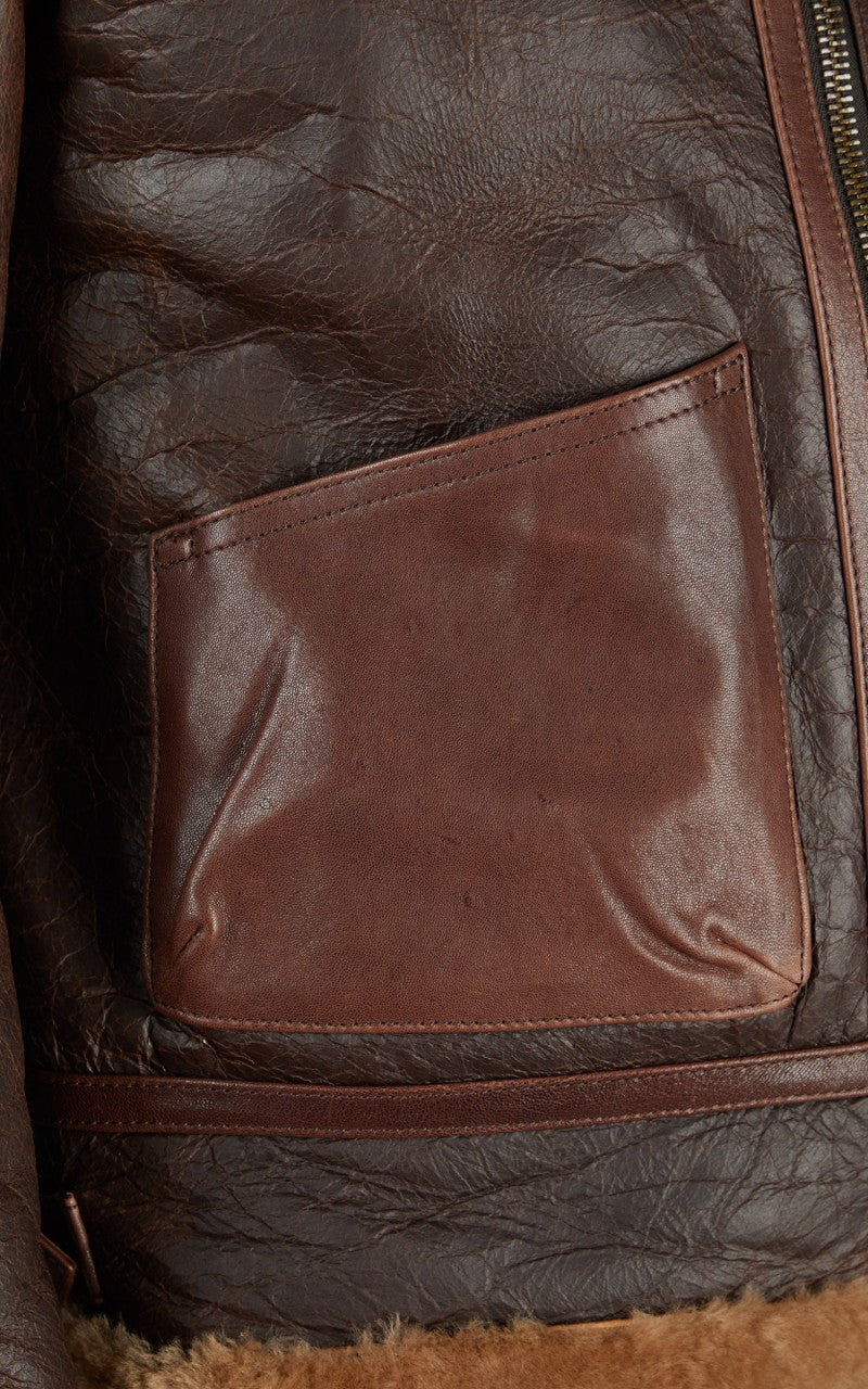 Shangri-La Heritage Aviatore B-3 Shearling Leather Jacket Seal Brown