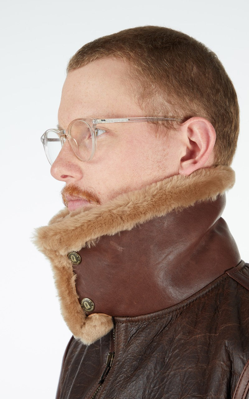 Shangri-La Heritage Aviatore B-3 Shearling Leather Jacket Seal Brown