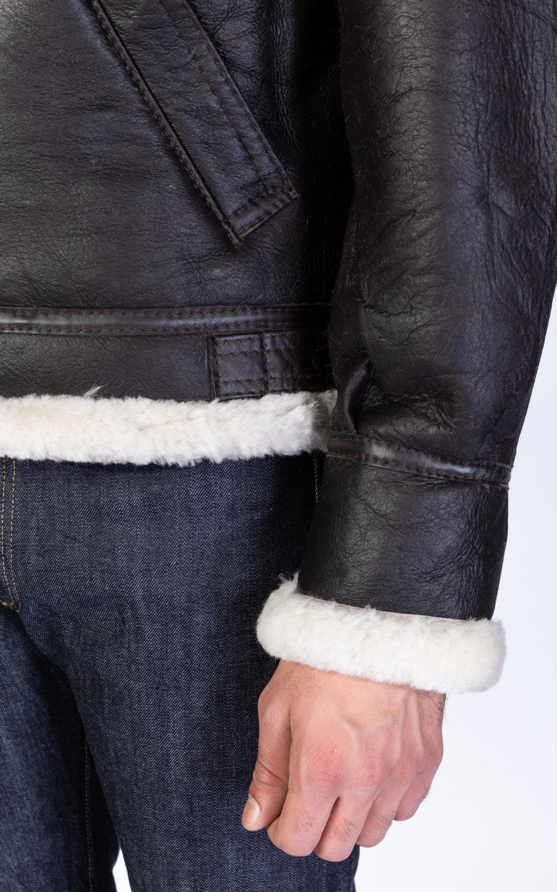 Military Surplus B-3 Shearling Flight Leather Jacket Black