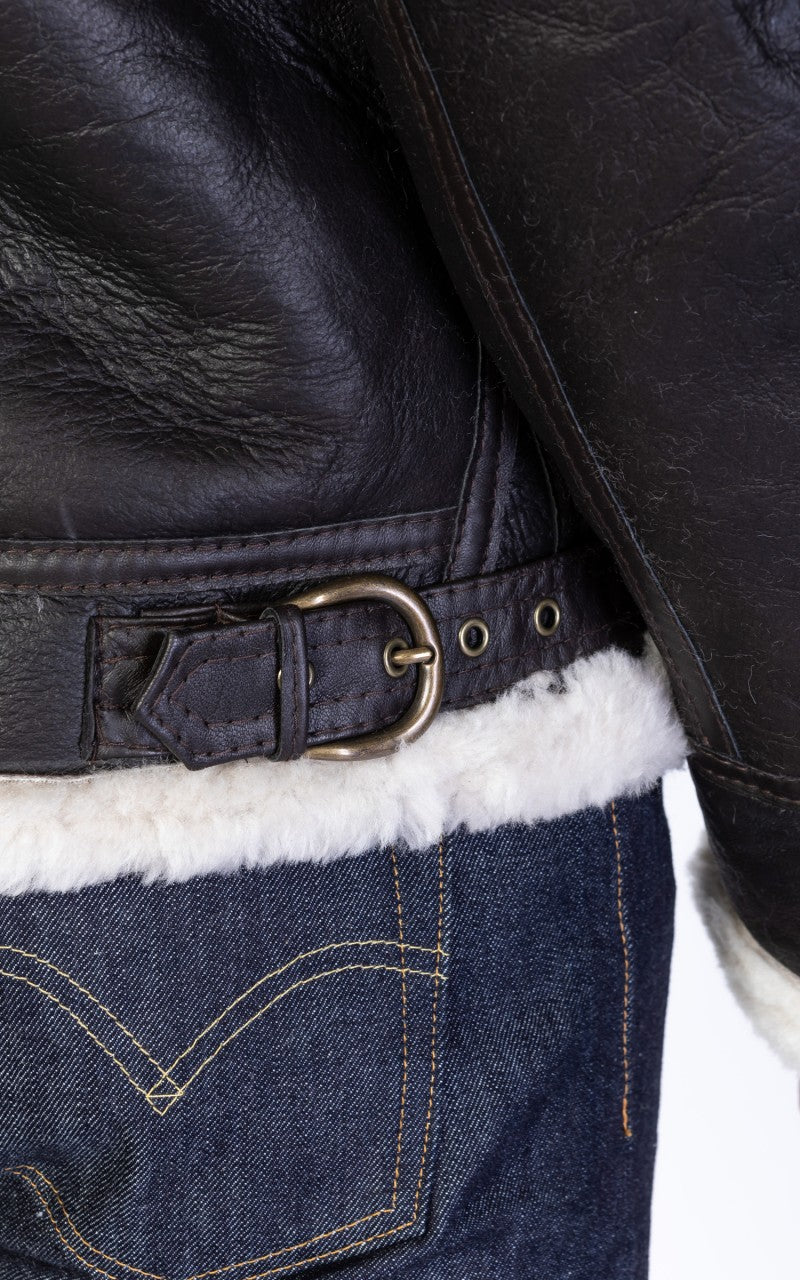 Military Surplus B-3 Shearling Flight Leather Jacket Black