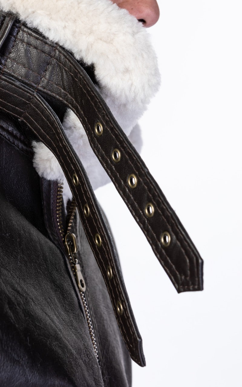 Military Surplus B-3 Shearling Flight Leather Jacket Black