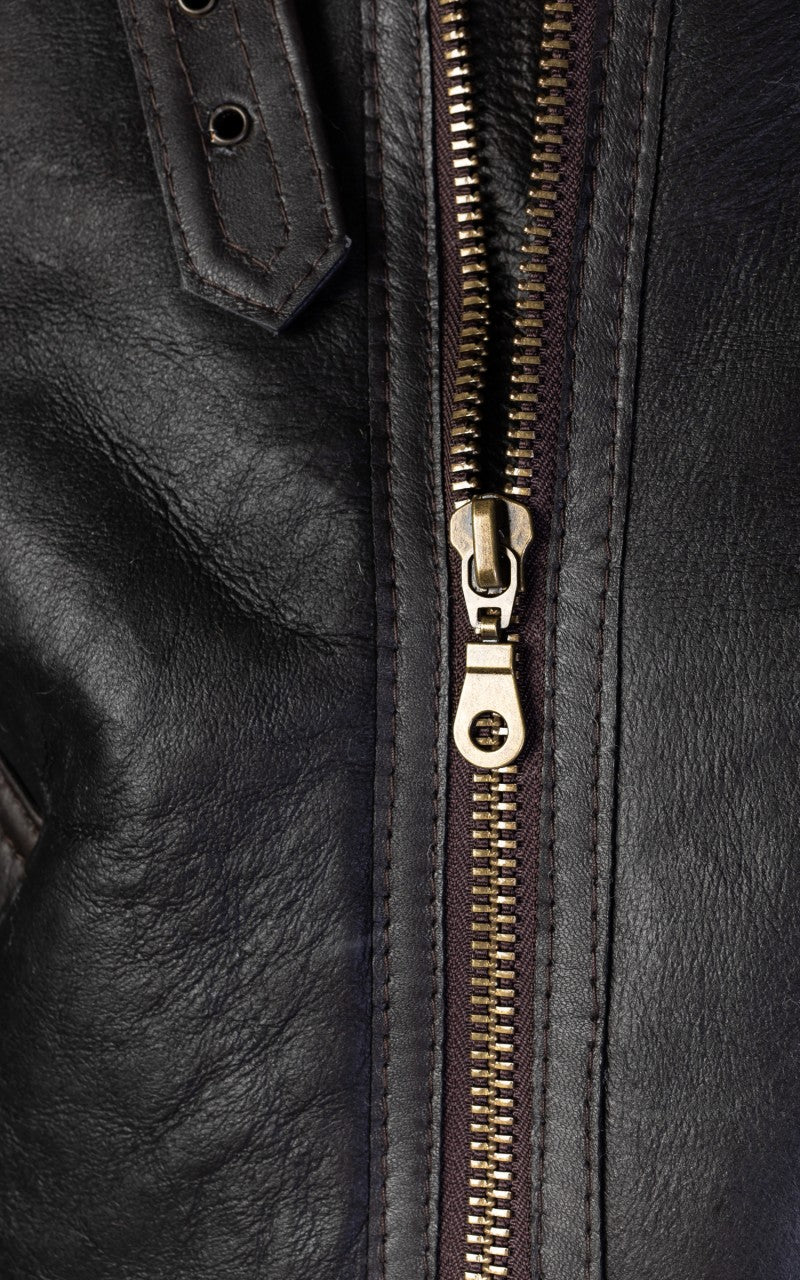 Military Surplus B-3 Shearling Flight Leather Jacket Black