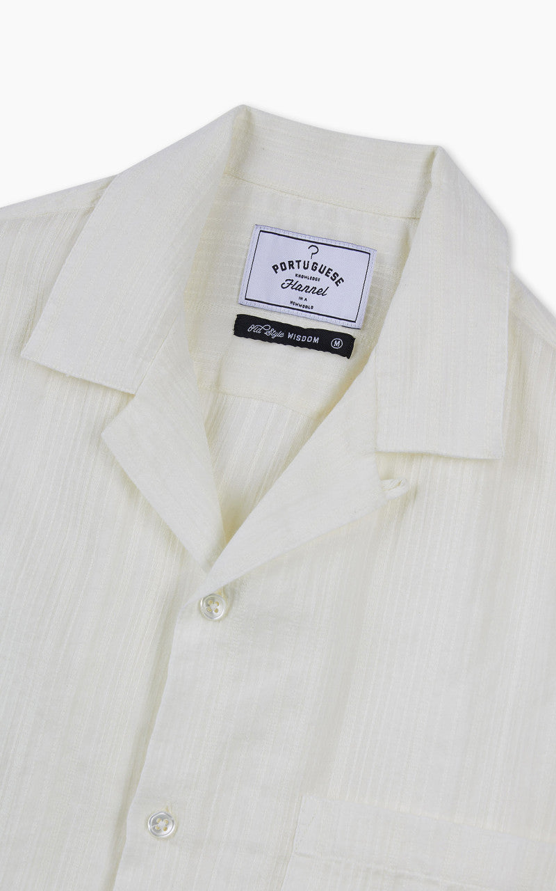Portuguese Flannel Bahia Camp Collar Shirt Off White