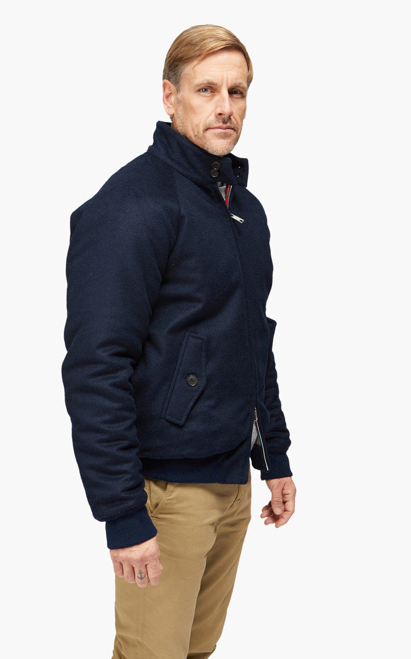 Baracuta G9 AF Melton Wool Classic Harrington Jacket Deep Blue