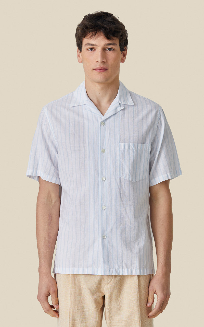 Portuguese Flannel Beach Cabin Camp Collar Shirt Sky