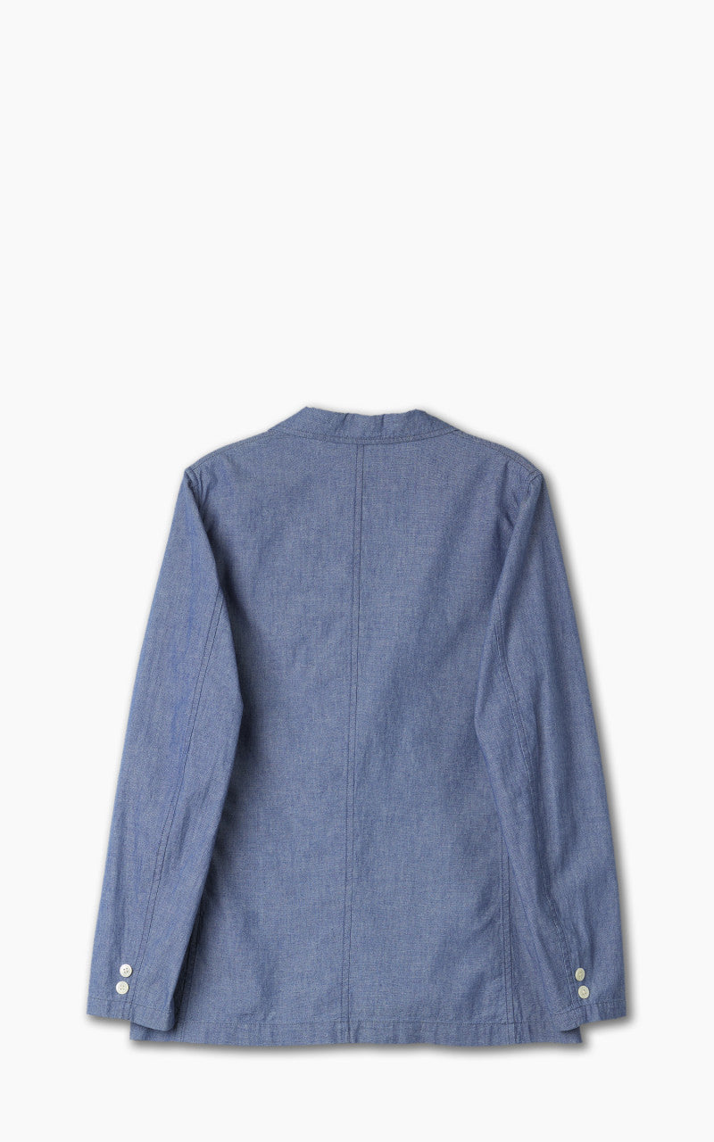 Beams Plus Organic Chambray 3-Button Shirt Jacket Blue