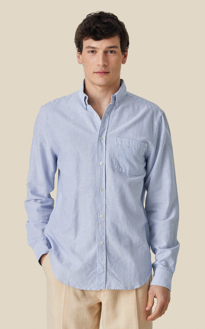 Portuguese Flannel Belavista Stripe Shirt Blue