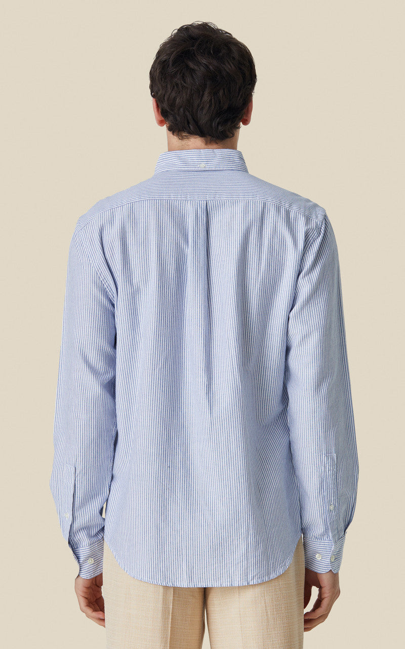 Portuguese Flannel Belavista Stripe Shirt Blue