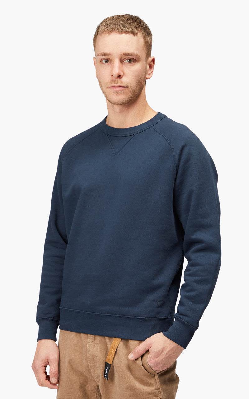 Benzak BS-09 Crew Neck Sweat Garment Dyed Brushed Fleece Navy