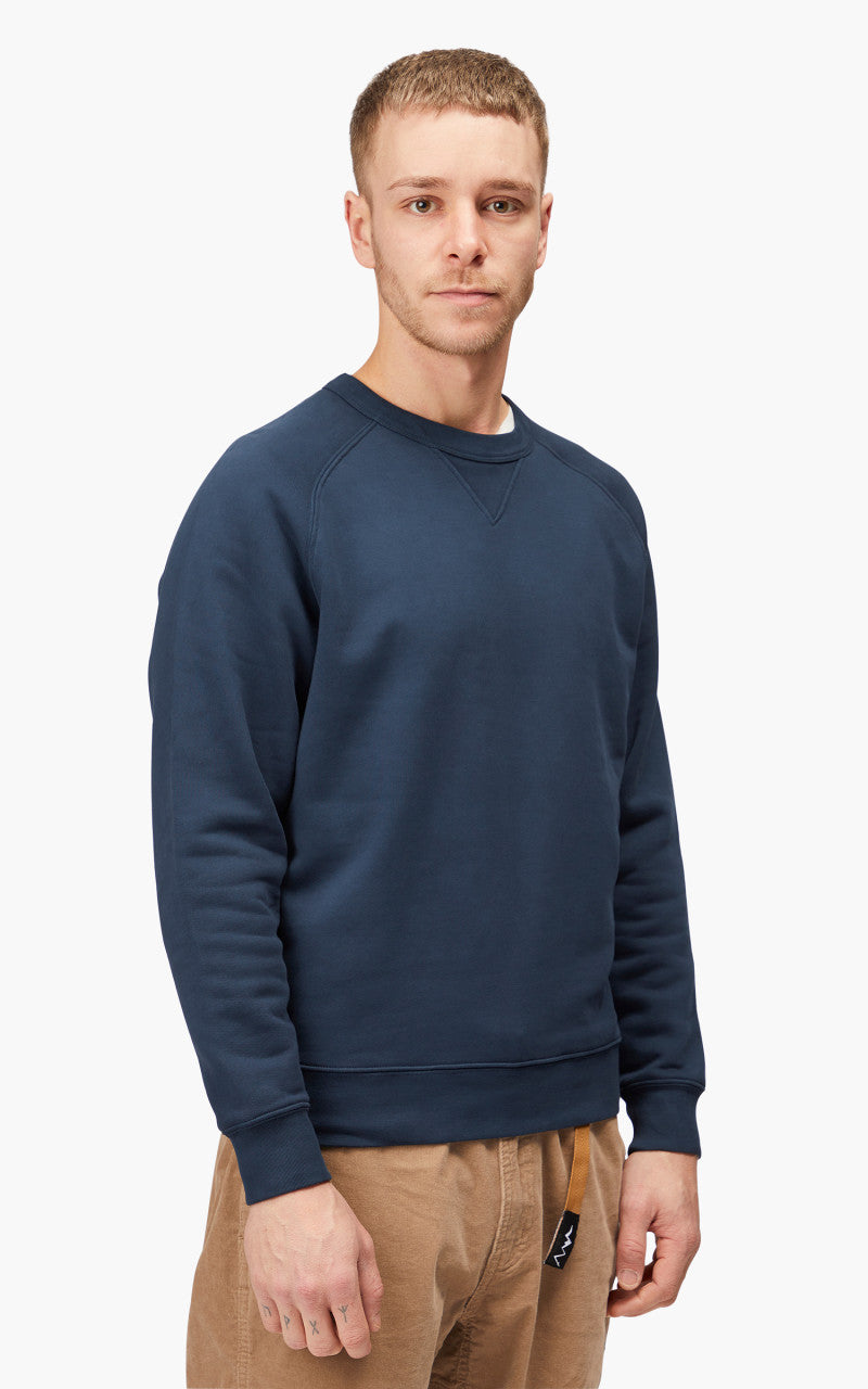 Benzak BS-09 Crew Neck Sweat Garment Dyed Brushed Fleece Navy