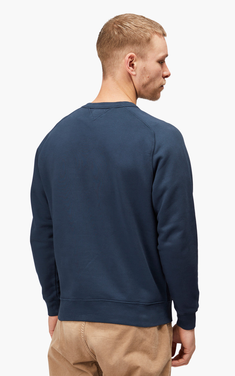 Benzak BS-09 Crew Neck Sweat Garment Dyed Brushed Fleece Navy