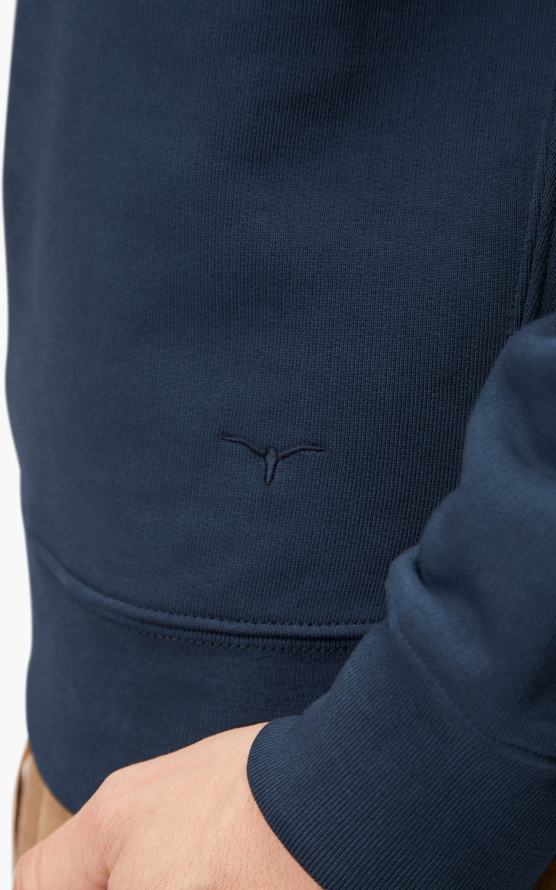 Benzak BS-09 Crew Neck Sweat Garment Dyed Brushed Fleece Navy