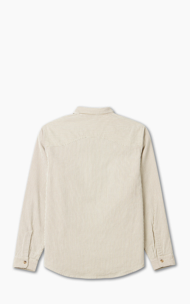 Benzak BWS-01 Work Shirt Brown & White Cord Stripe 6.5oz