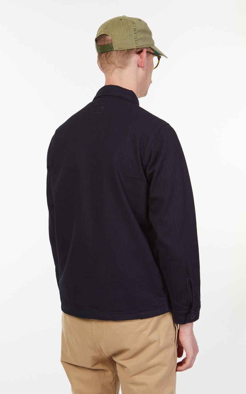 Benzak BWS-03 Military Overshirt Herringbone Indigo x Indigo 11oz