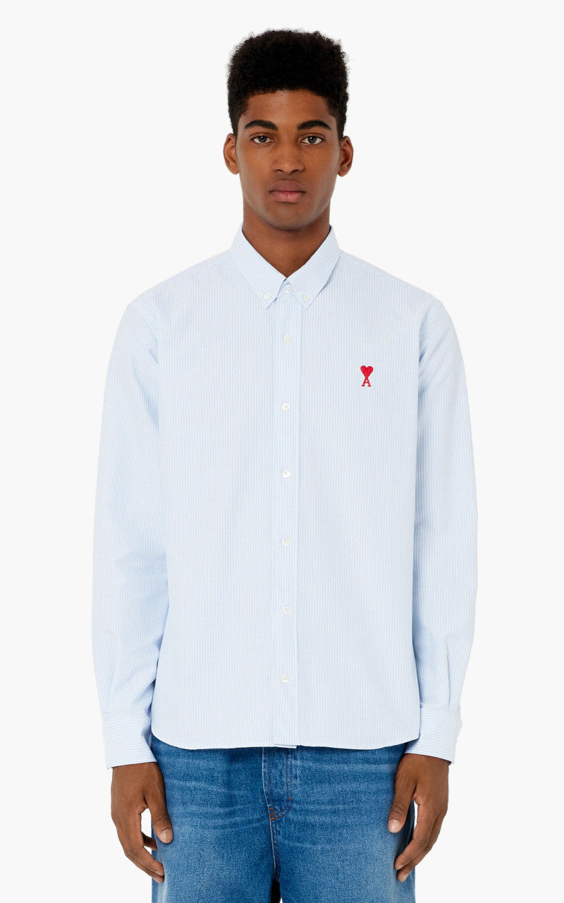 AMI Paris Ami De Coeur Button-Down Shirt Sky Blue/Natural