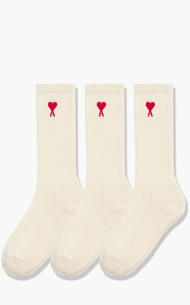 AMI Paris 3-Pack ADC Socks Off White