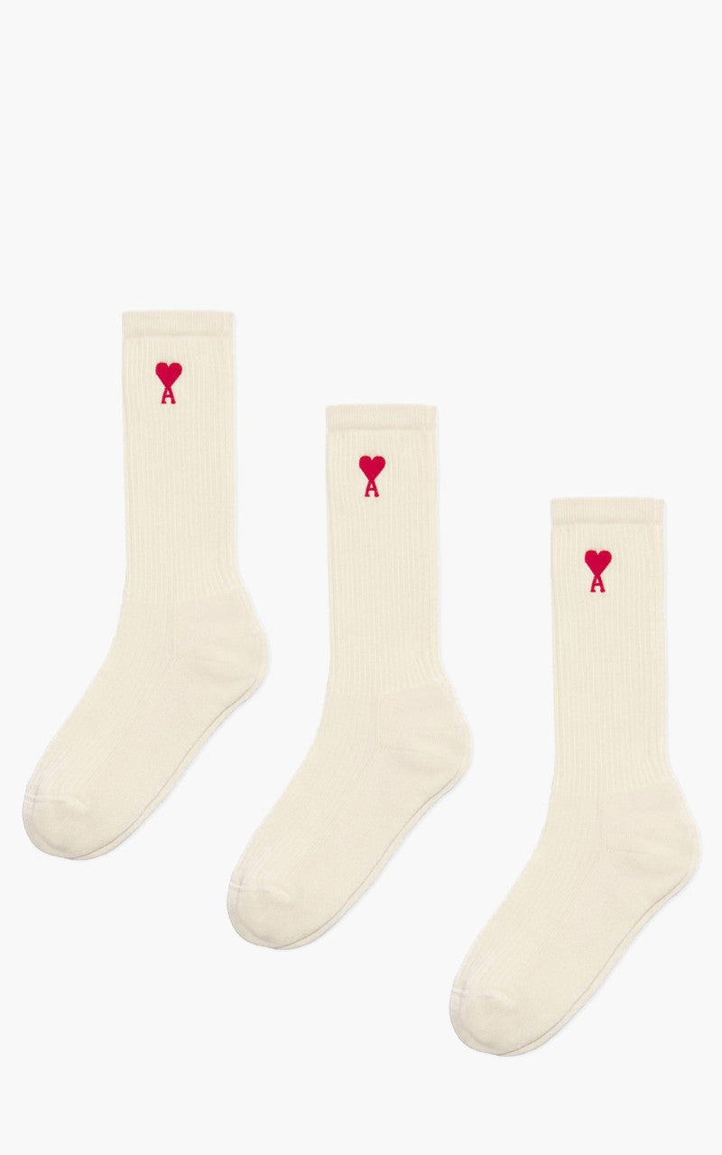 AMI Paris 3-Pack ADC Socks Off White