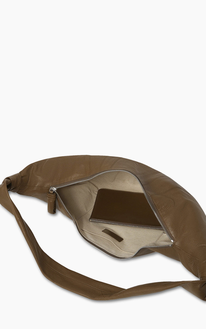 Lemaire Large Croissant Bag Grained Leather Olive Brown