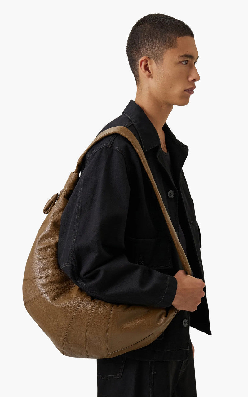 Lemaire Large Croissant Bag Grained Leather Olive Brown