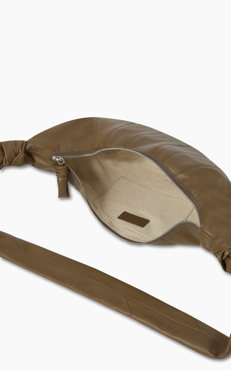 Lemaire Medium Croissant Bag Grained Leather Olive Brown