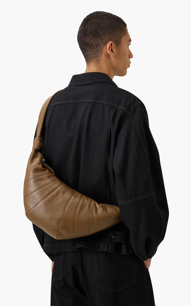 Lemaire Medium Croissant Bag Grained Leather Olive Brown