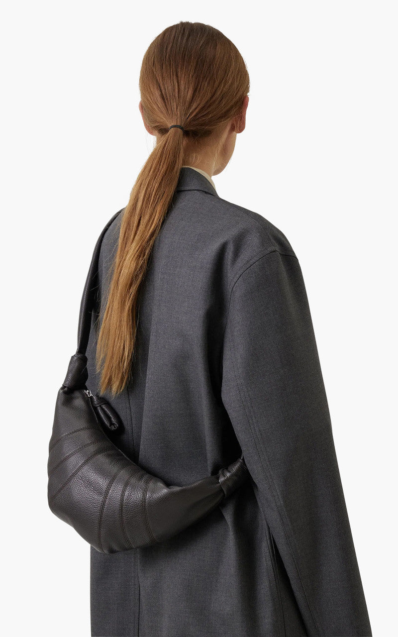 Lemaire Small Croissant Bag Soft Grained Leather Dark Chocolate