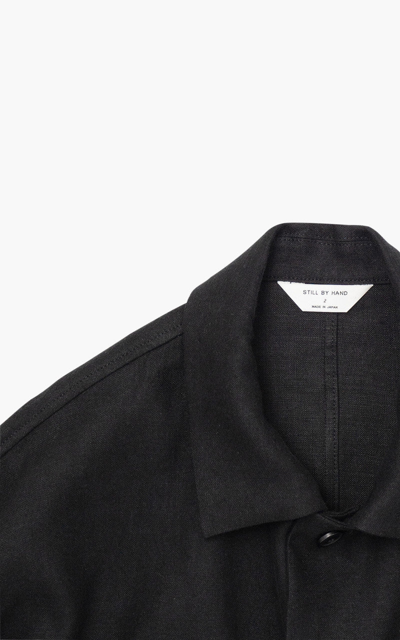 Still By Hand Peach Skin Linen Jacket Black