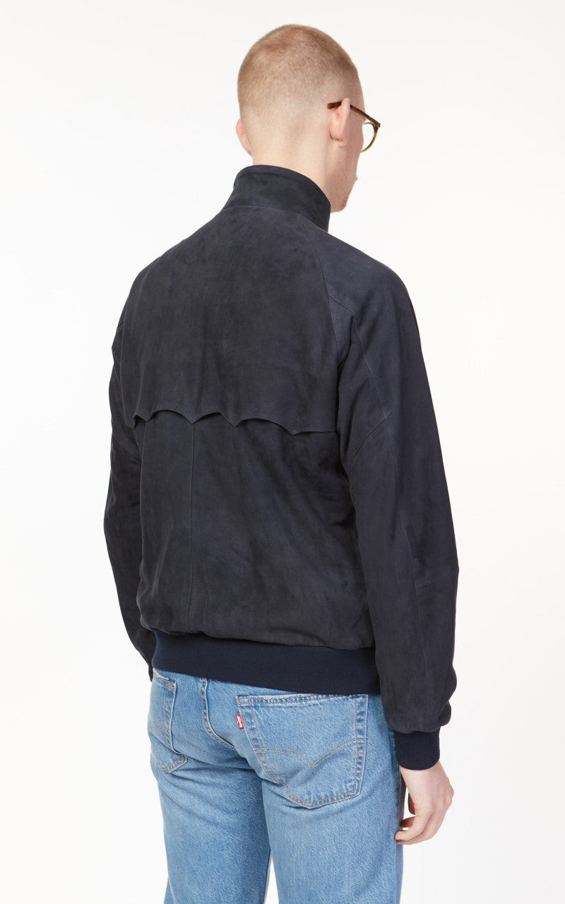 Baracuta G9 Suede Harrington Jacket Deep Blue
