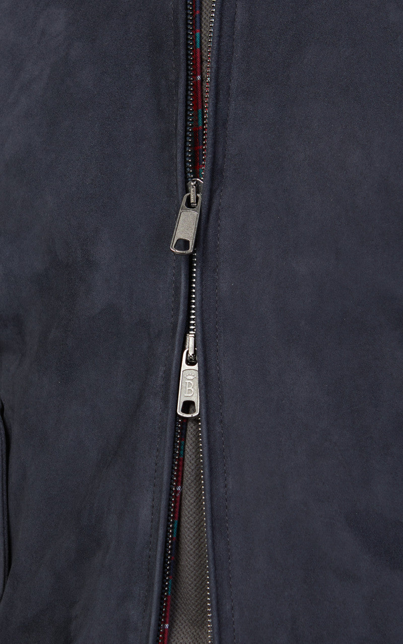 Baracuta G9 Suede Harrington Jacket Deep Blue