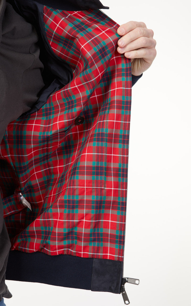 Baracuta G9 Suede Harrington Jacket Deep Blue