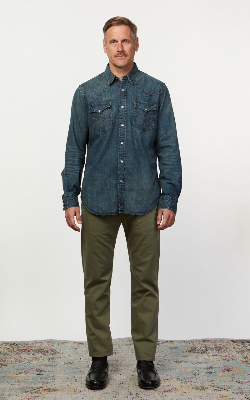RRL Buffalo Western Shirt Denim Dark Wash