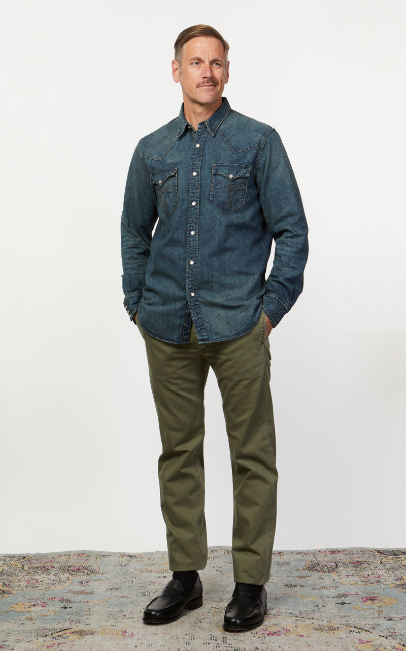 RRL Buffalo Western Shirt Denim Dark Wash