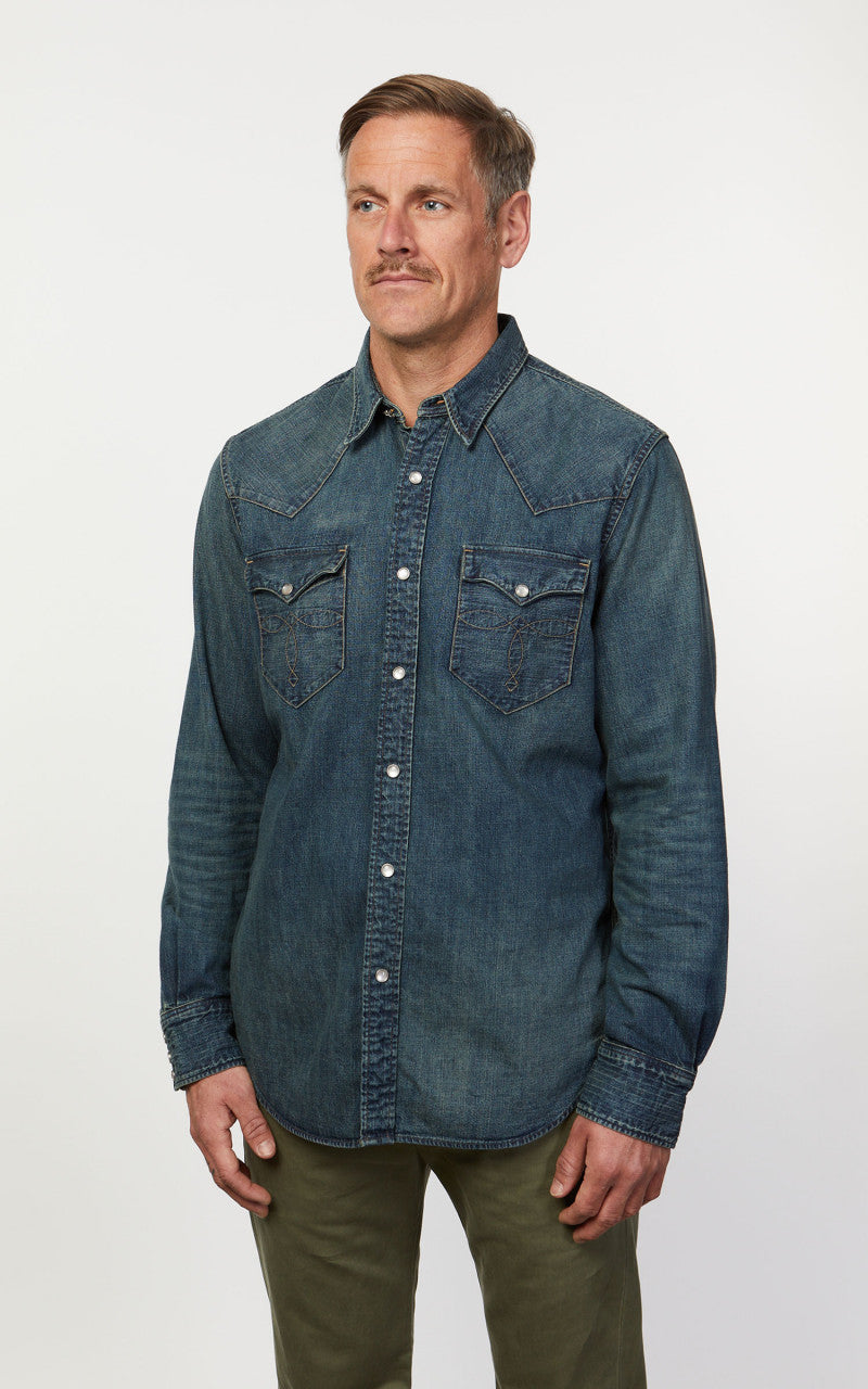 RRL Buffalo Western Shirt Denim Dark Wash