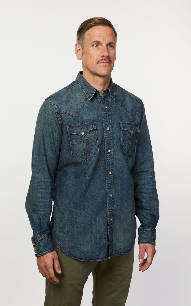 RRL Buffalo Western Shirt Denim Dark Wash