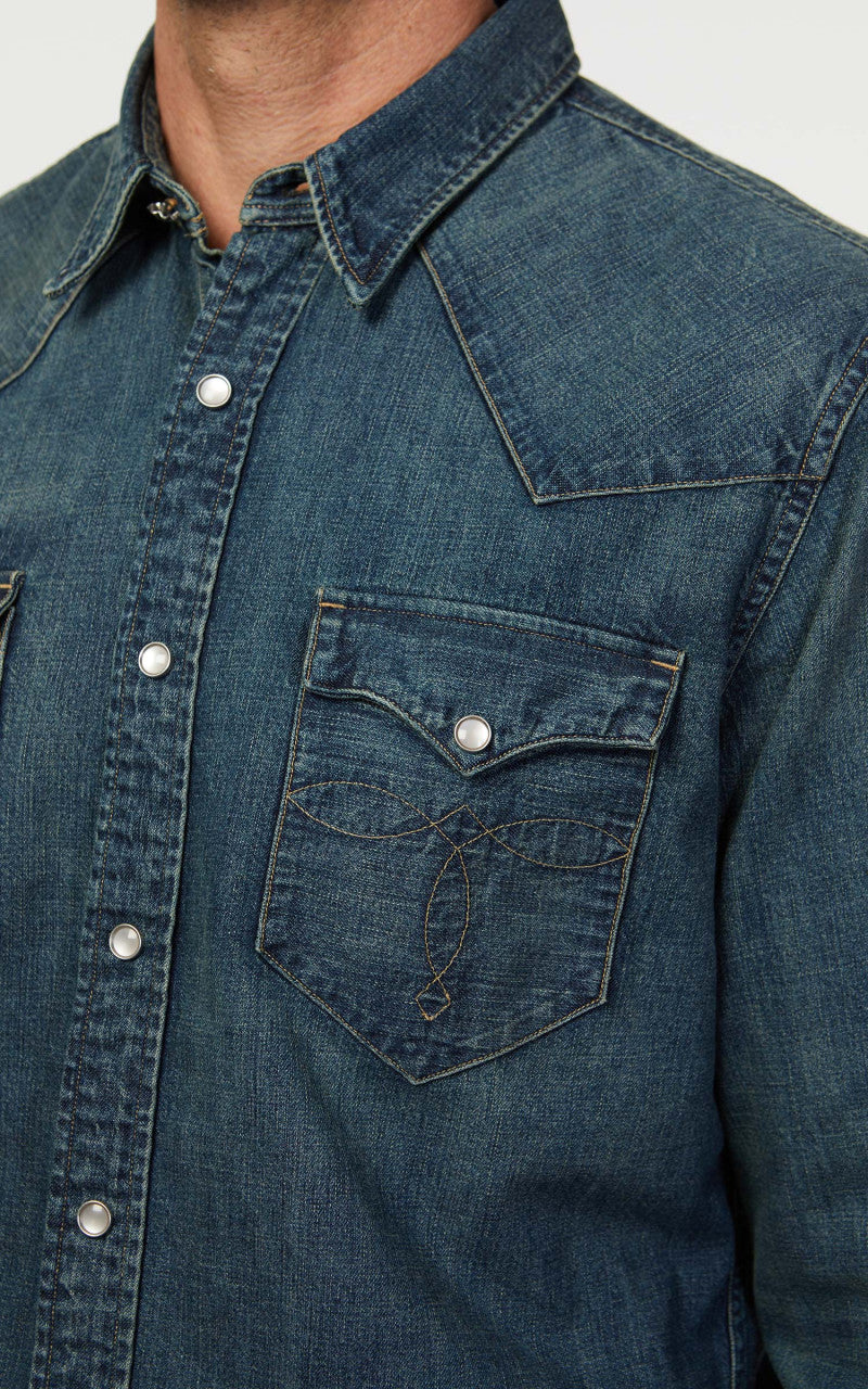 RRL Buffalo Western Shirt Denim Dark Wash