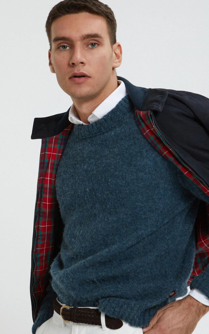 Baracuta G9 Suede Classic Harrington Jacket Navy