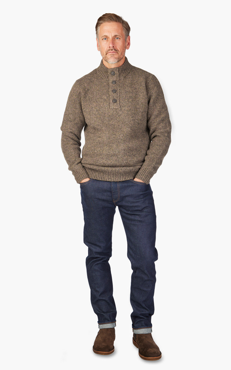 Barbour Calder Knitted Half Zip Sweater Olive Tweed