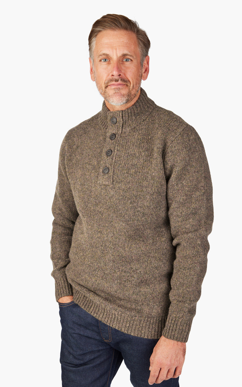 Barbour Calder Knitted Half Zip Sweater Olive Tweed