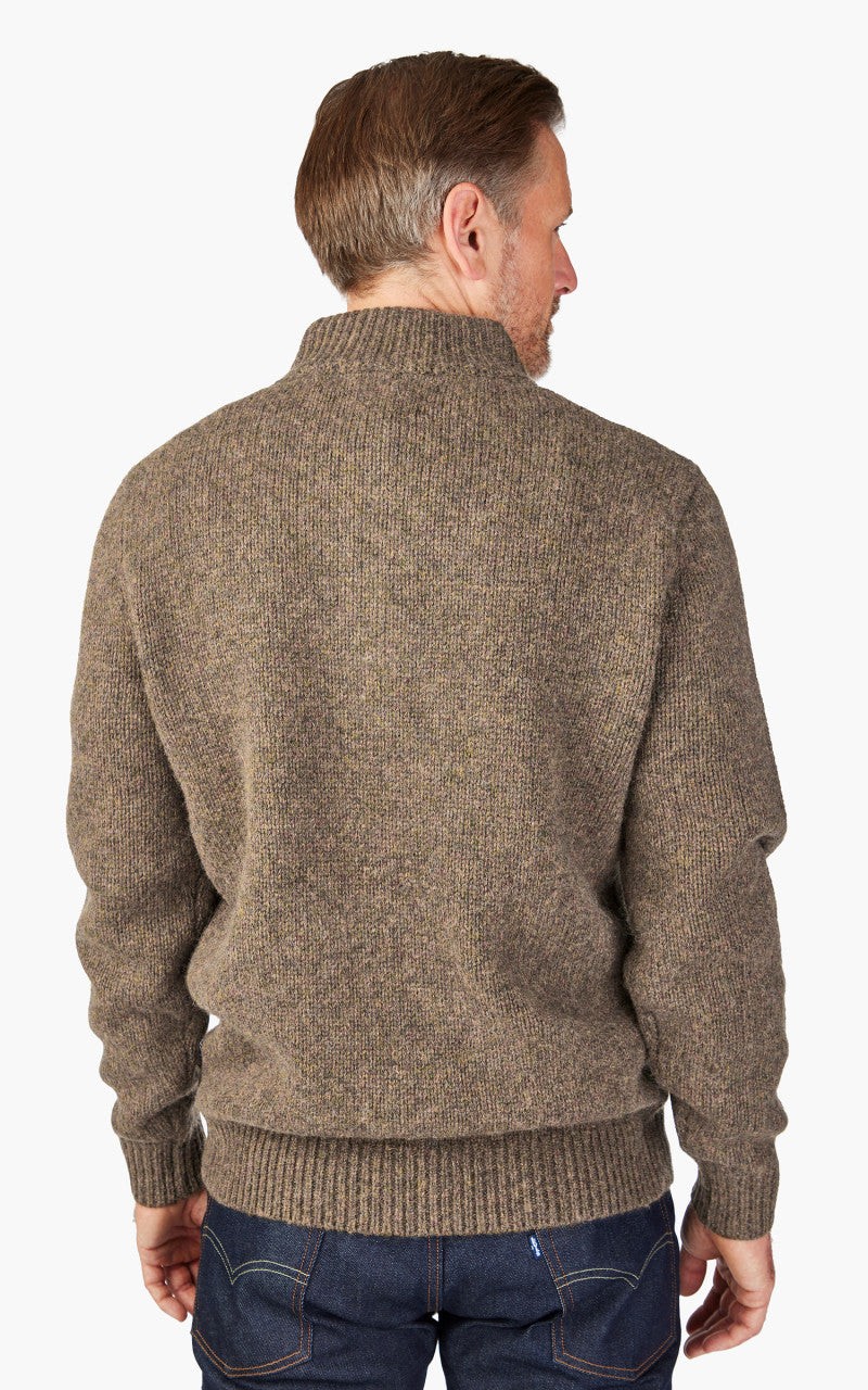 Barbour Calder Knitted Half Zip Sweater Olive Tweed