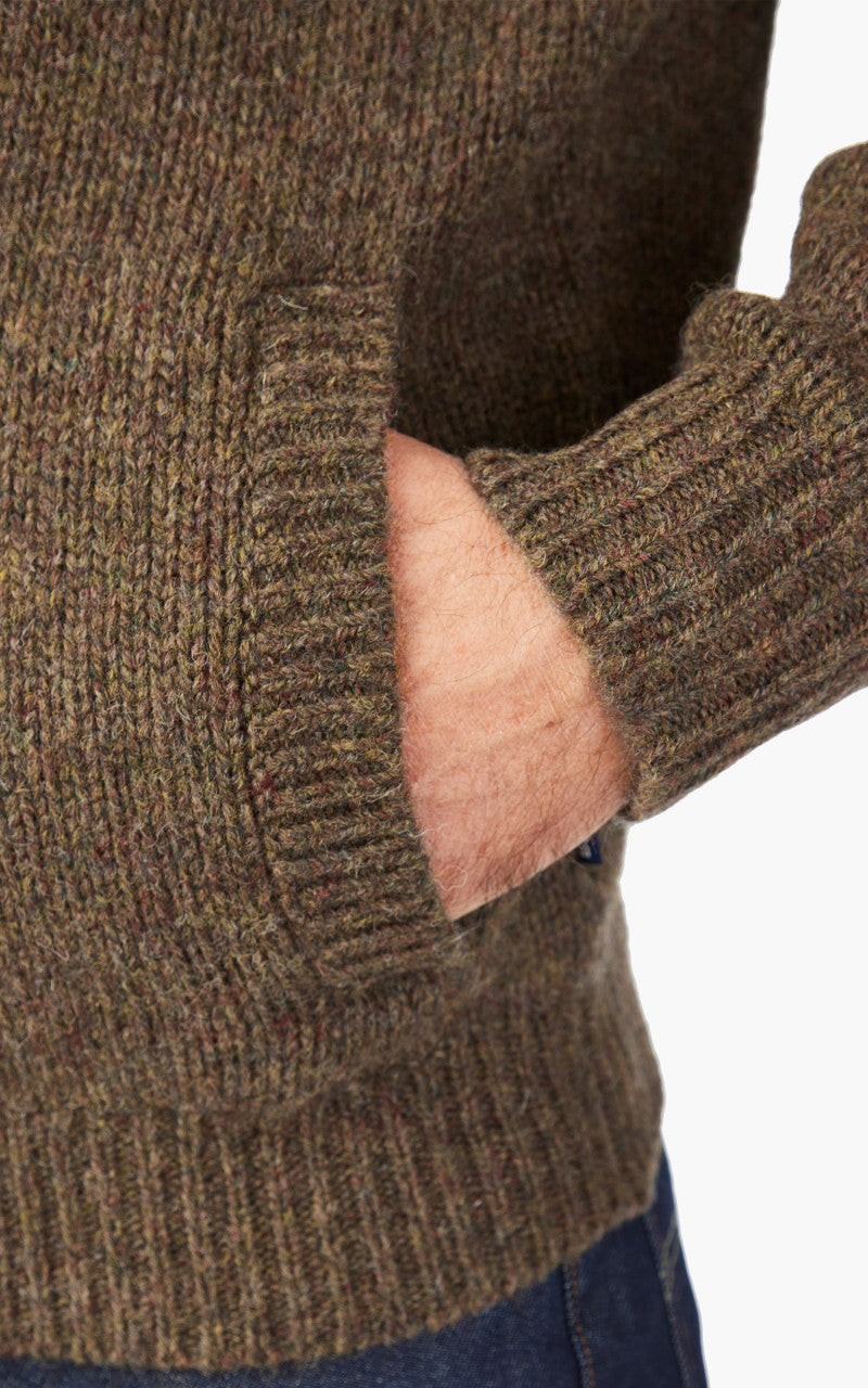 Barbour Calder Knitted Zip Thru Sweater Olive Tweed