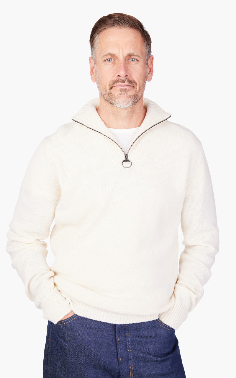 Barbour Essential Lambswool Half Zip Sweater Whisper White