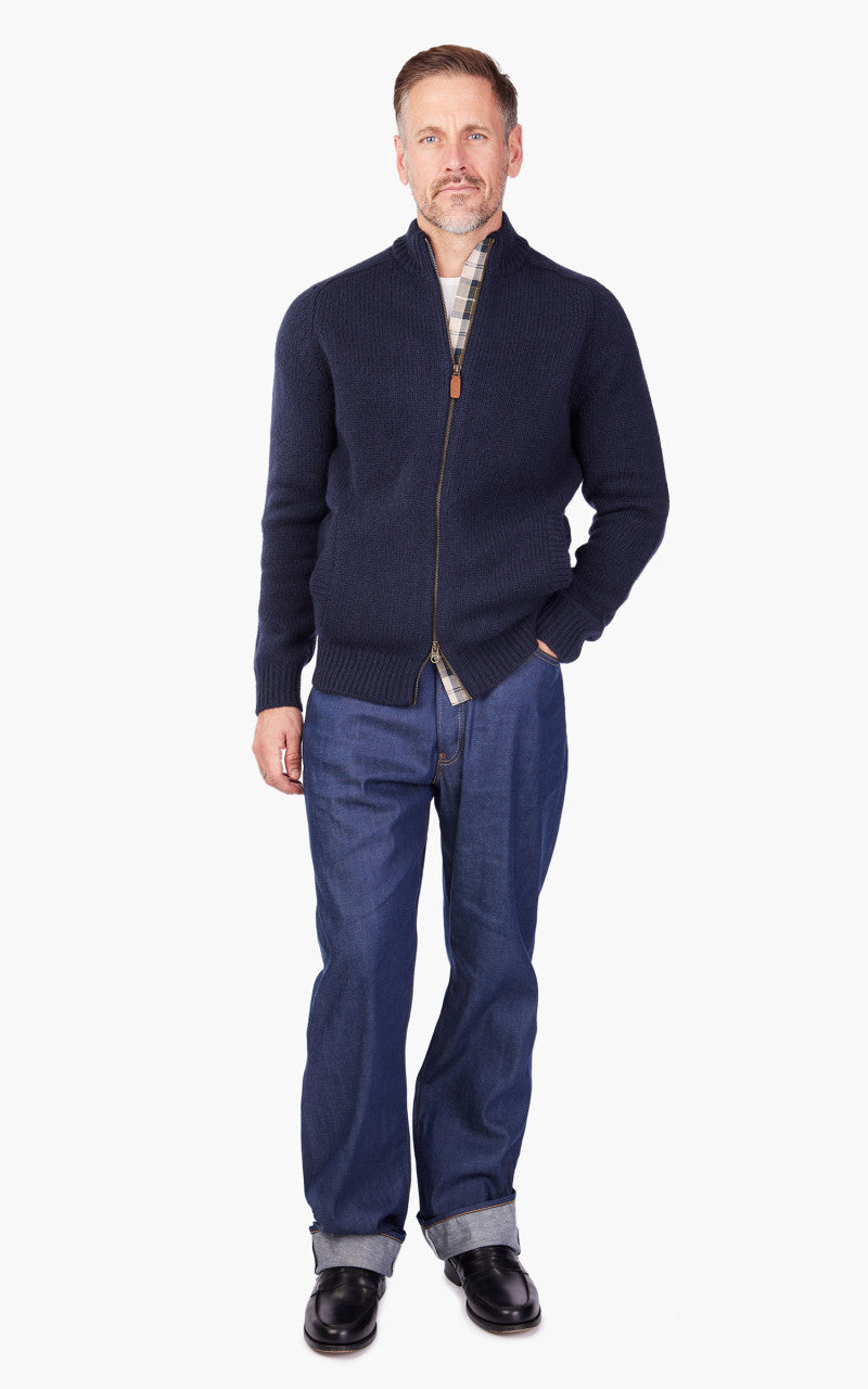 Barbour Calder Knitted Zip Thru Sweater Navy